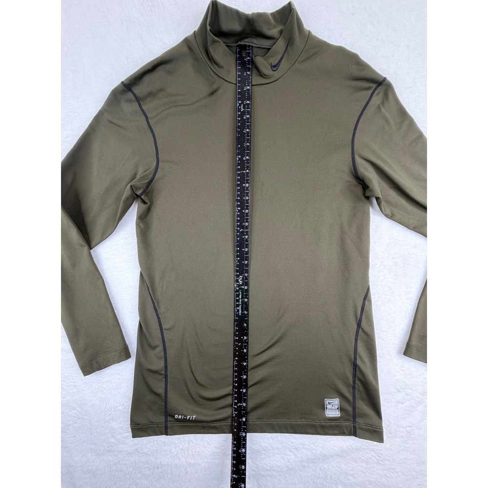 Nike Pro Combat Dri-FIT Mens Long Sleeve Mock Neck Compression Shirt Olive Green - Picture 5 of 10